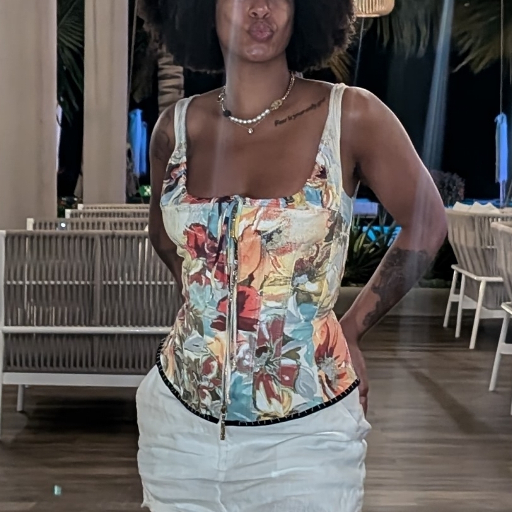 Roberto Cavalli Multicolor Floral Silk Top